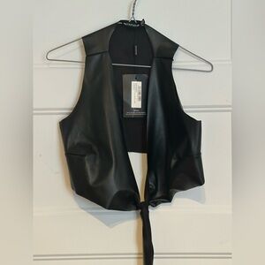 PrettyLittleThing Black Faux Leather Open top